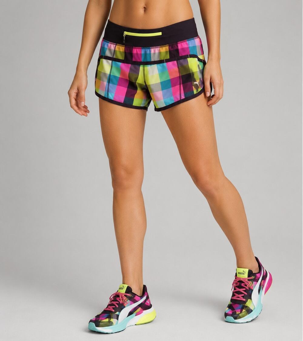Lululemon Speed Short Plaid Multicolor Running Shorts Size 4 Built In Liner